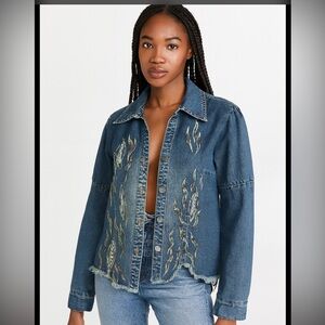 A.Z.I Jean Embroidered and Beaded Jacket. Size 2‎